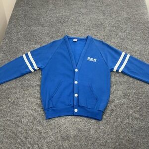 Vintage San Diego 80s Jerzees Cardigan Sweatshirt Mens M Blue Cotton Blend Retro